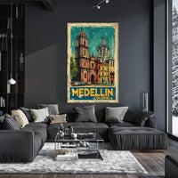 Medellín, Colombia Vintage Travel Poster