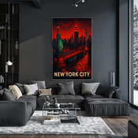 New York City Vibrant Landmarks Poster Modern Wall Art