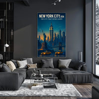 New York City Energy Urban Skyline Poster Vintage Wall Art