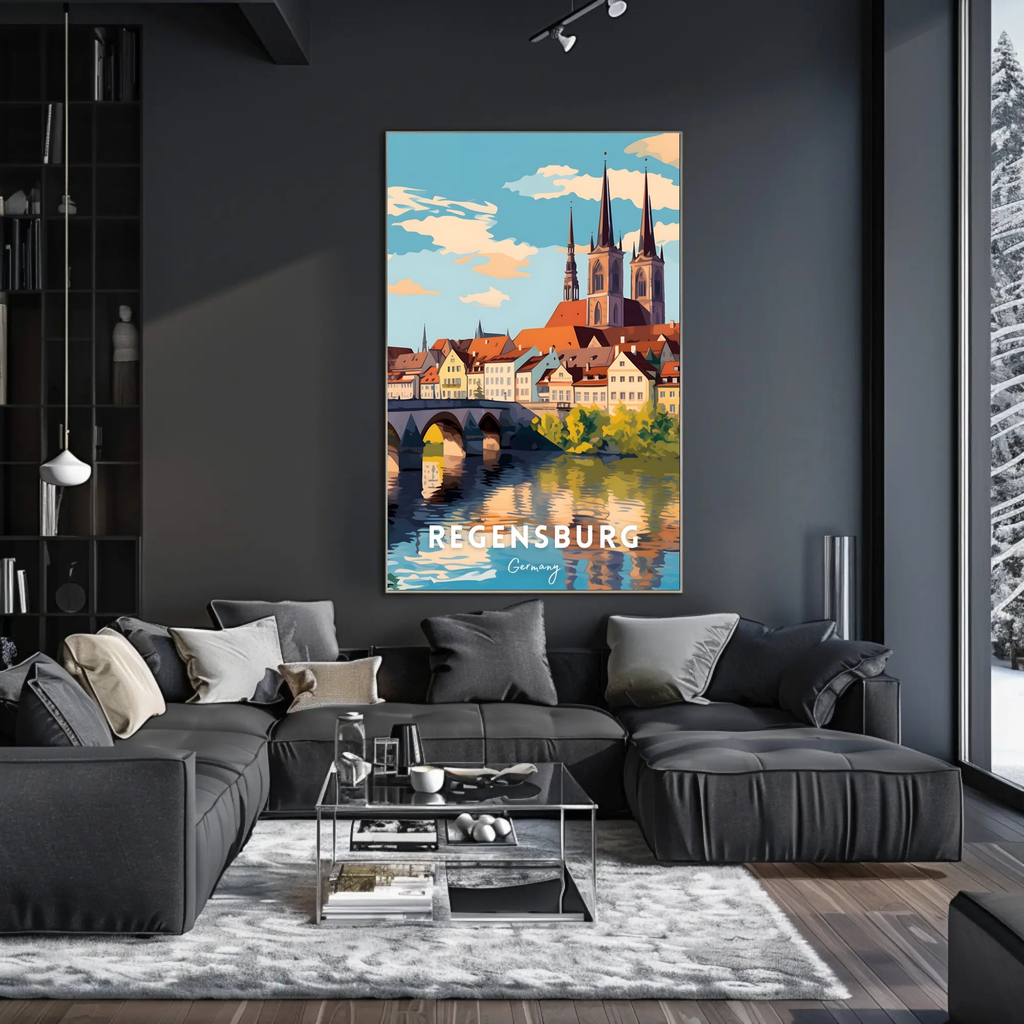 Regensburg Cityscape Travel Poster