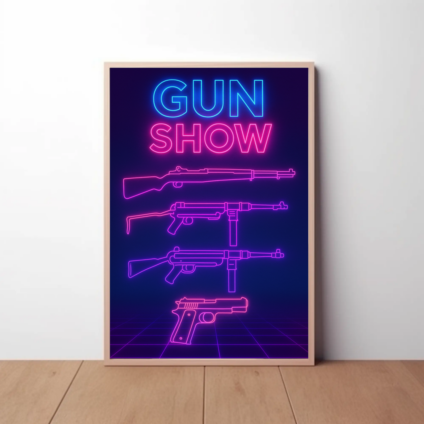 Gun Show Neon Firearm Poster