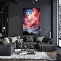 Dreamlike Dual-Moon Landscape Futuristic Sci-Fi Poster