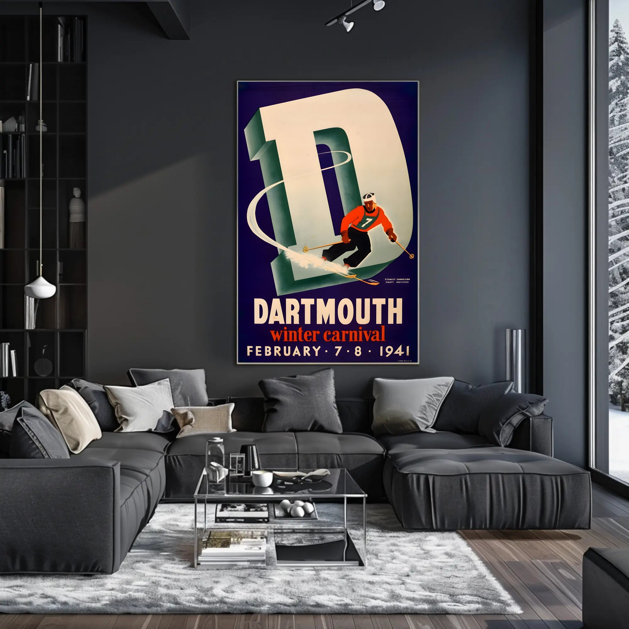 Dartmouth Winter Carnival 1941 Skier Sports Poster PosterGoat