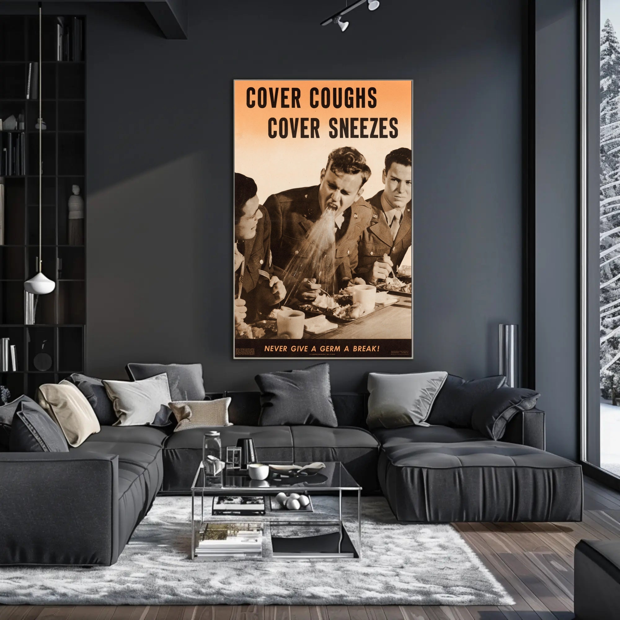 Cover Coughs and Sneezes WWII Propaganda Poster PosterGoat