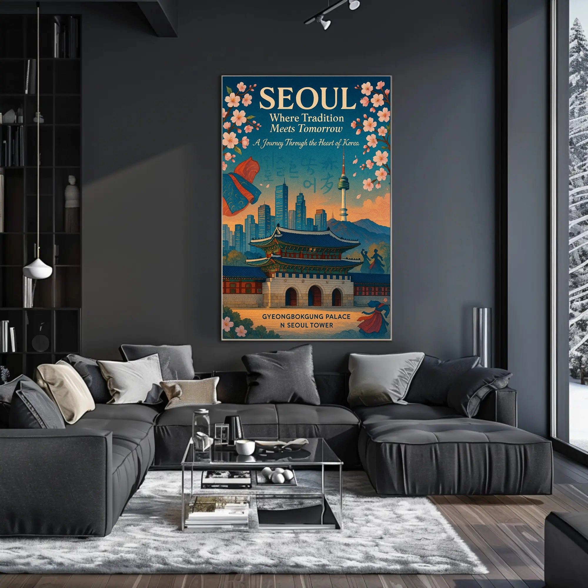 Seoul Travel Poster Modern Cityscape Wall Art