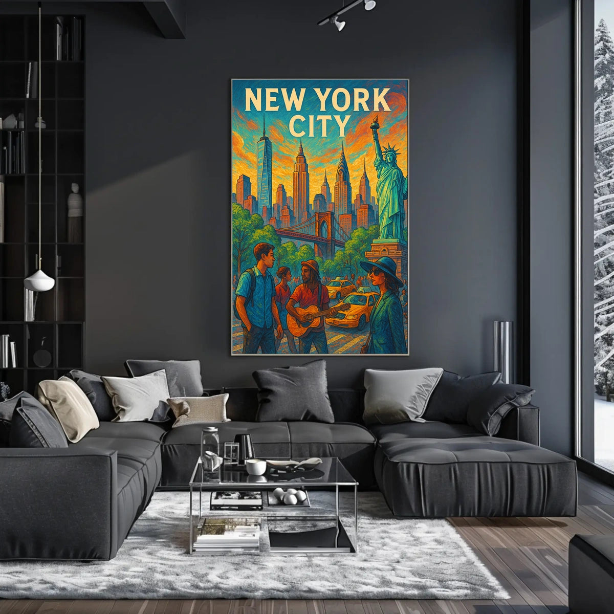 New York City Vibrant Urban Life Poster Modern Wall Art
