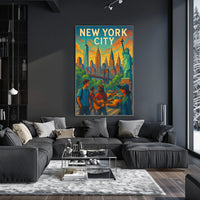 New York City Vibrant Urban Life Poster Modern Wall Art