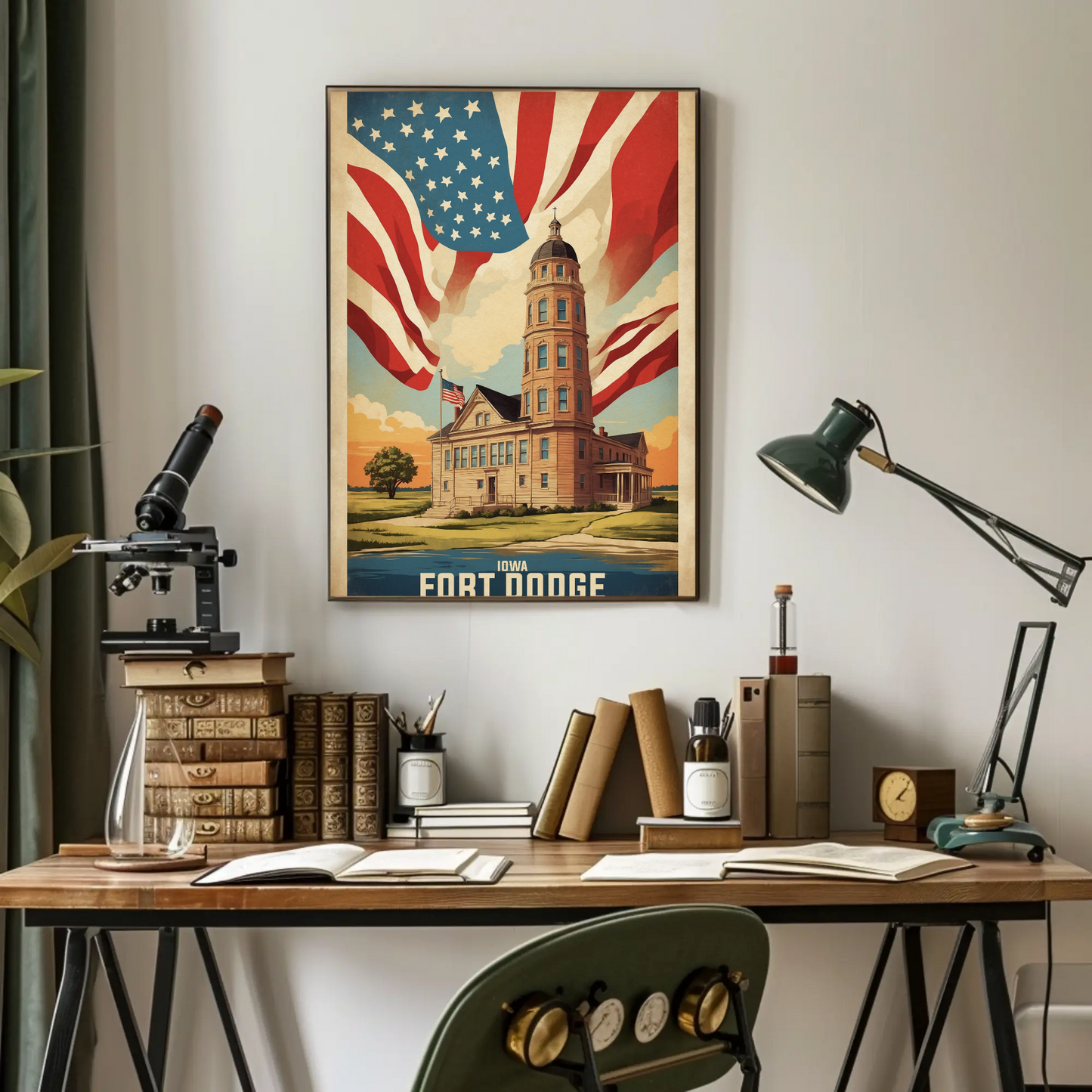 Fort Dodge Iowa Historic Building Vintage Travel Poster