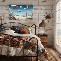 Surreal Desert Traveler with Futuristic Sci-Fi Poster