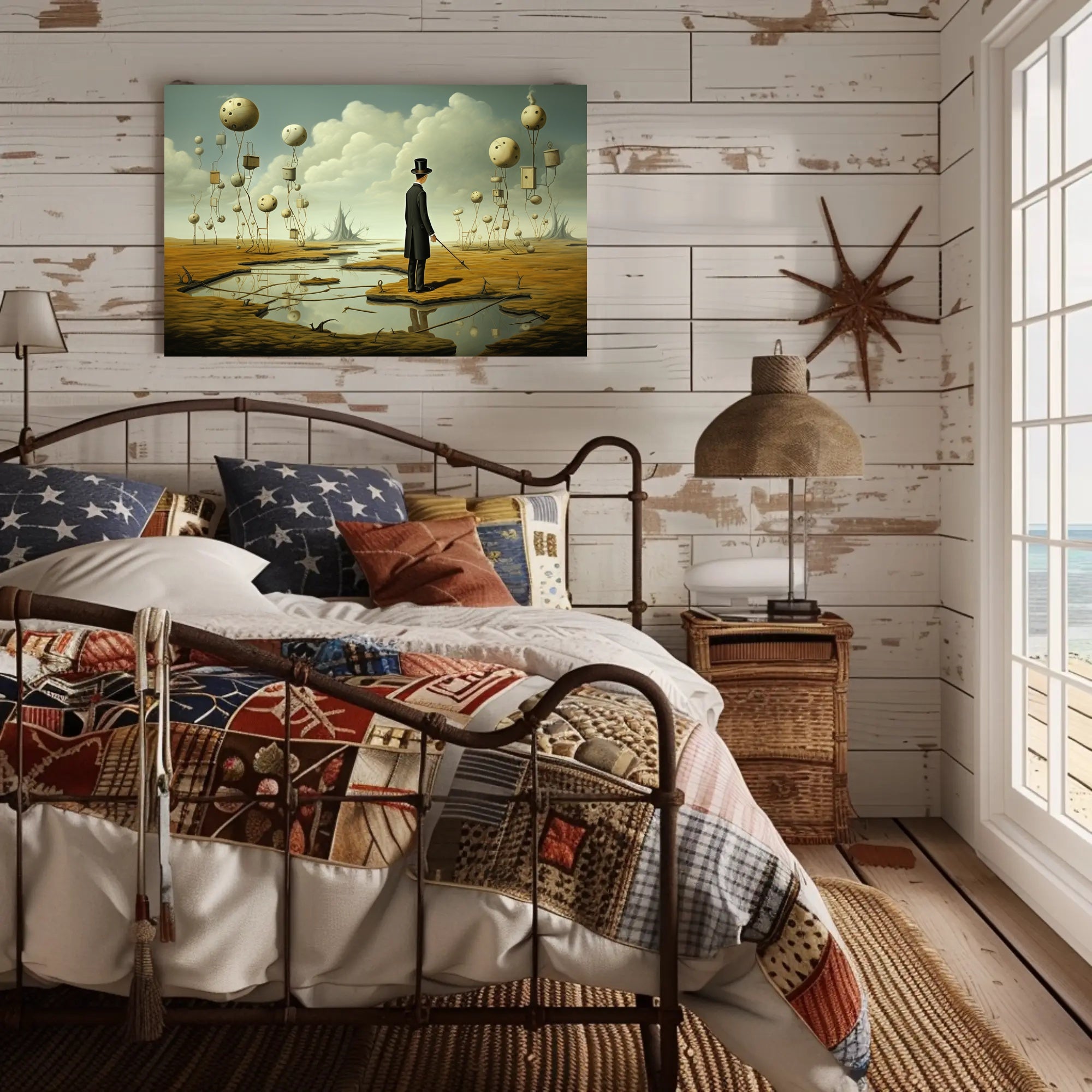 Surreal Dreamscape with 19th-century Figure - Artistic Poster