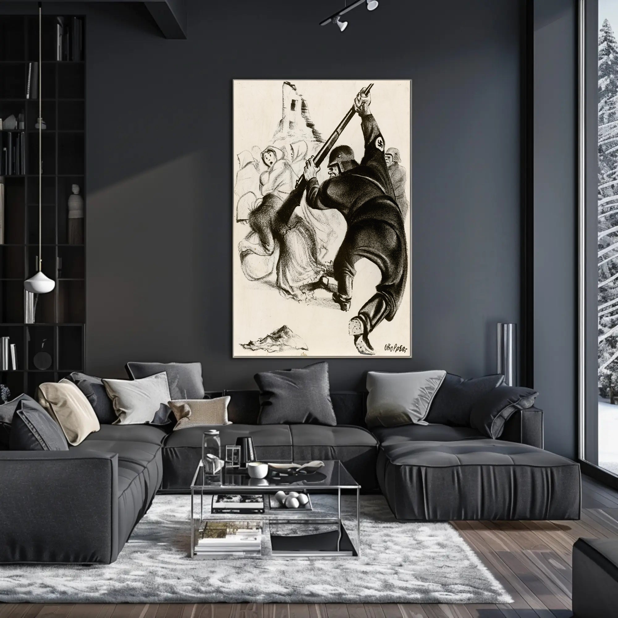 Oppression Depicted in Wartime Illustration Poster PosterGoat