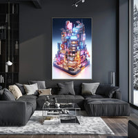 Cyberpunk Metropolis Neon Magic Futuristic Sci-Fi Poster