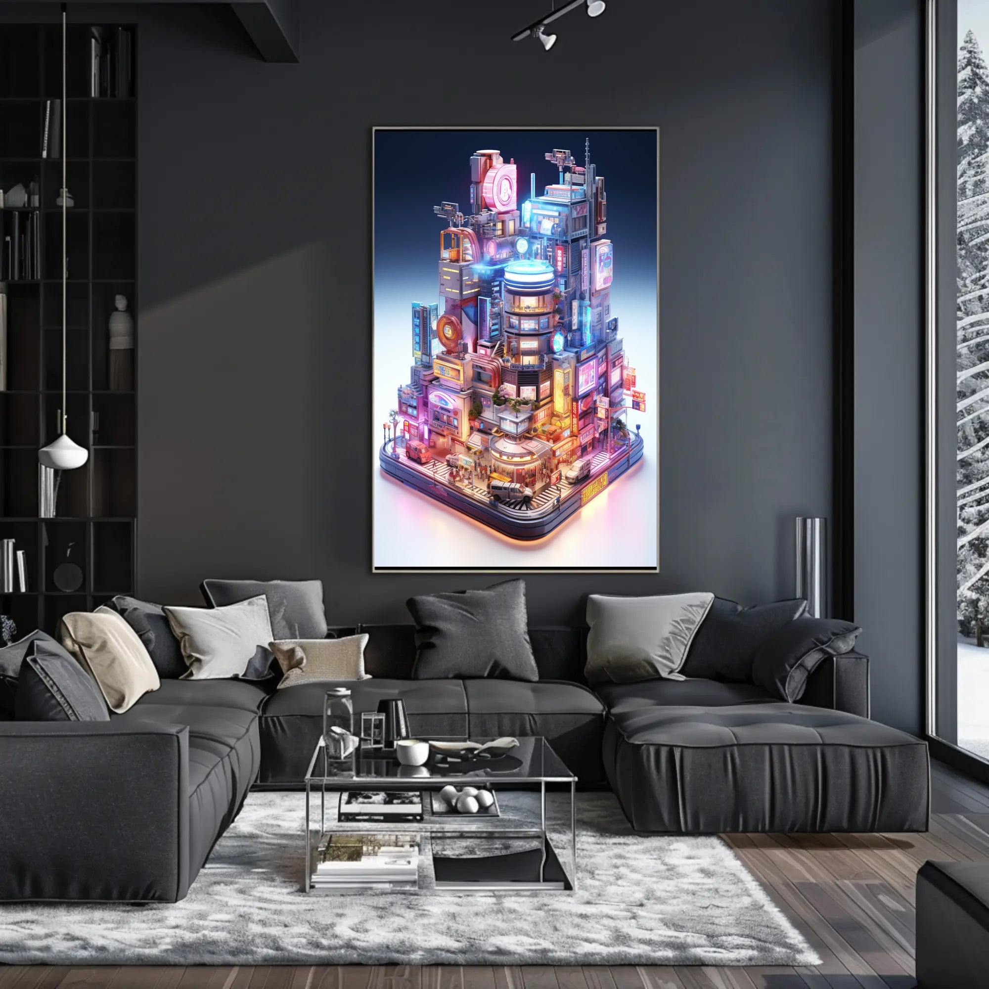 Cyberpunk Metropolis Neon Magic Futuristic Sci-Fi Poster