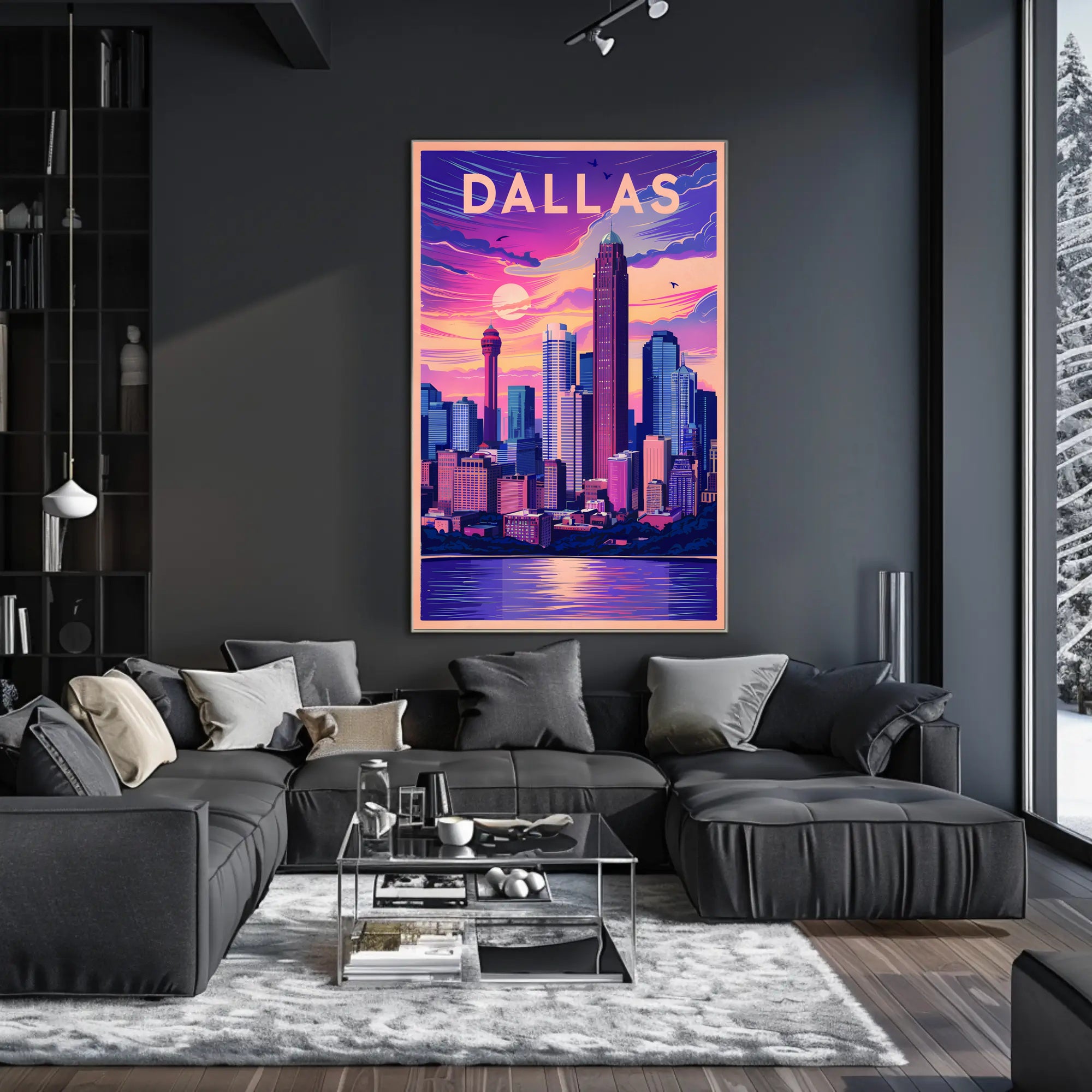 Dallas Skyline at Sunset Poster