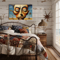 Surreal Face and Whimsical Desert Artistic Poster