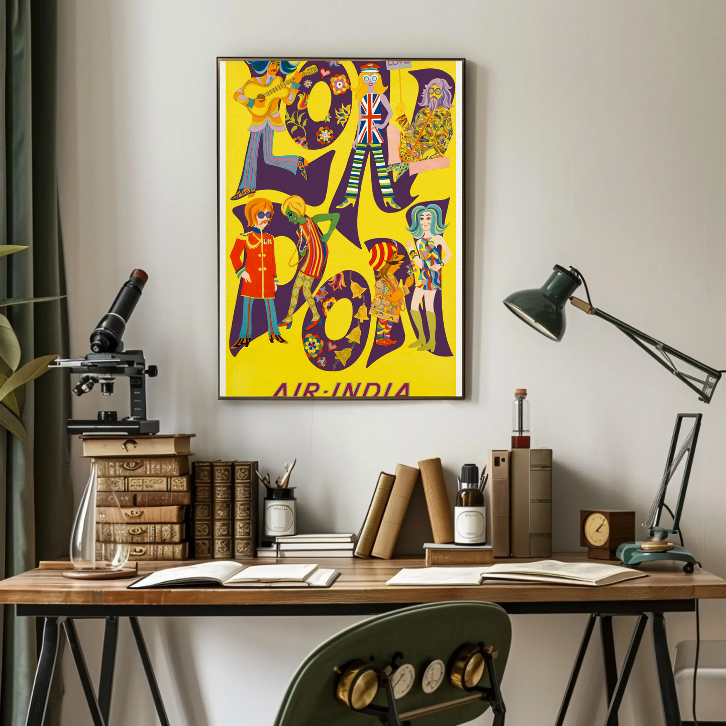 Air India London Groovy Mod Sixties Style Vintage Travel Poster