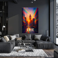 Erie Pennsylvania Cityscape Vibrant Urban Travel Inspired Digital Painting Impressionism Poster