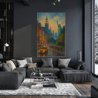 New York City Dusk Iconic Landmarks Poster Modern Wall Art