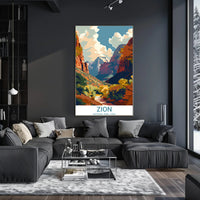 Zion National Park Vintage Adventure Travel Poster