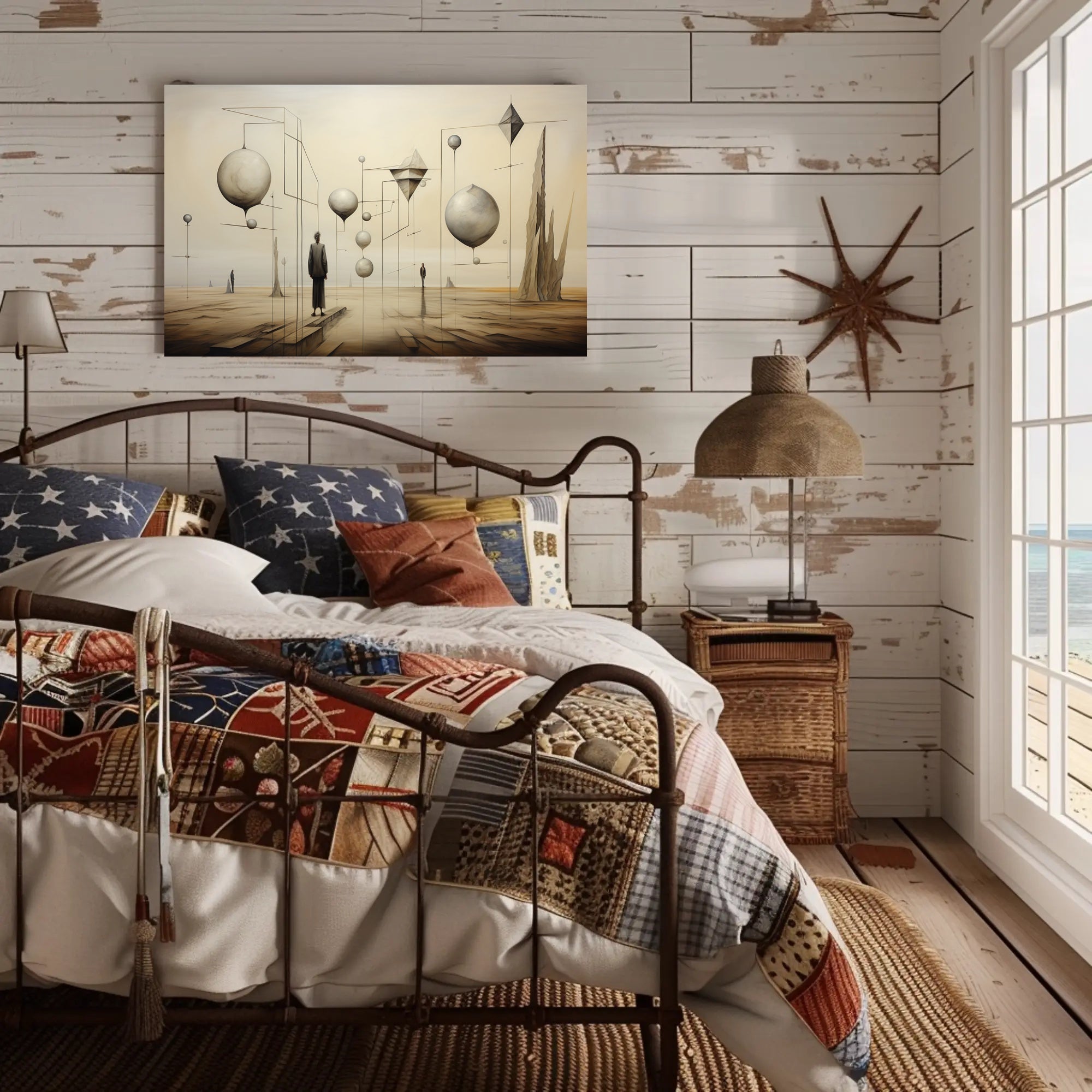 Surrealistic Dreamscape with Abstract Human Figures Artistic Poster