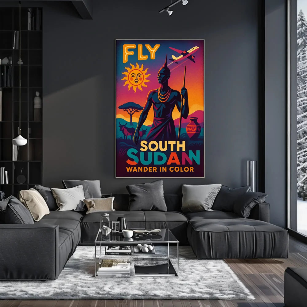 South Sudan Vibrant Travel Advertisement, Vintage-Modern Travel Poster PosterGoat