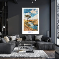 Kenya Savanna Watercolor Landscape Travel Poster PosterGoat
