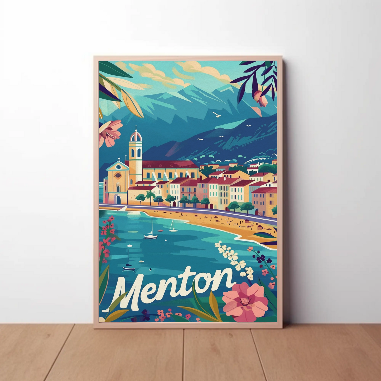 Menton French Riviera Coastal Town Travel Poster