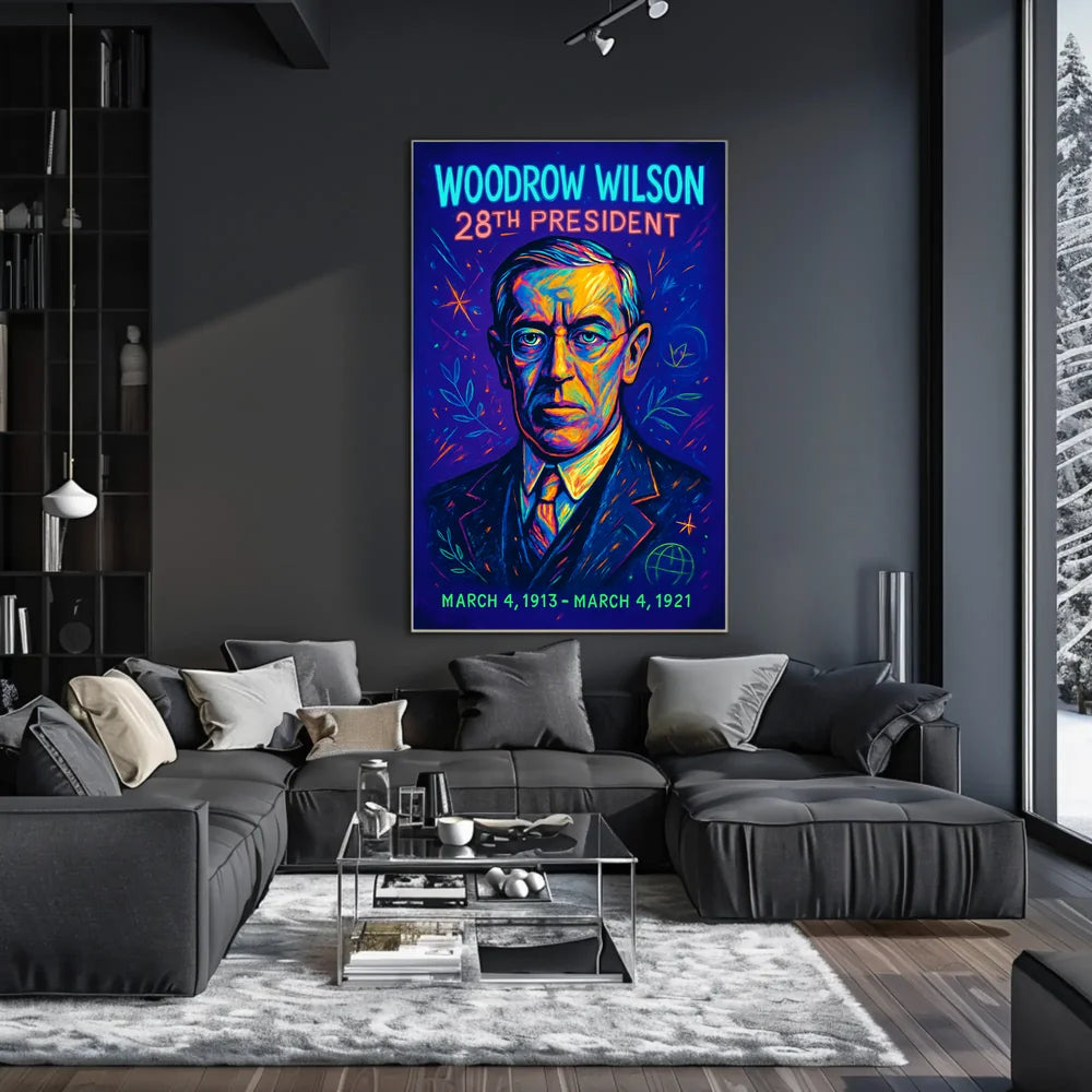 Vibrant Woodrow Wilson Portrait: Historical or Presidential Poster PosterGoat