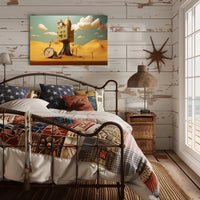 Surreal Dreamlike Landscape with Elevated House Artistic Poster