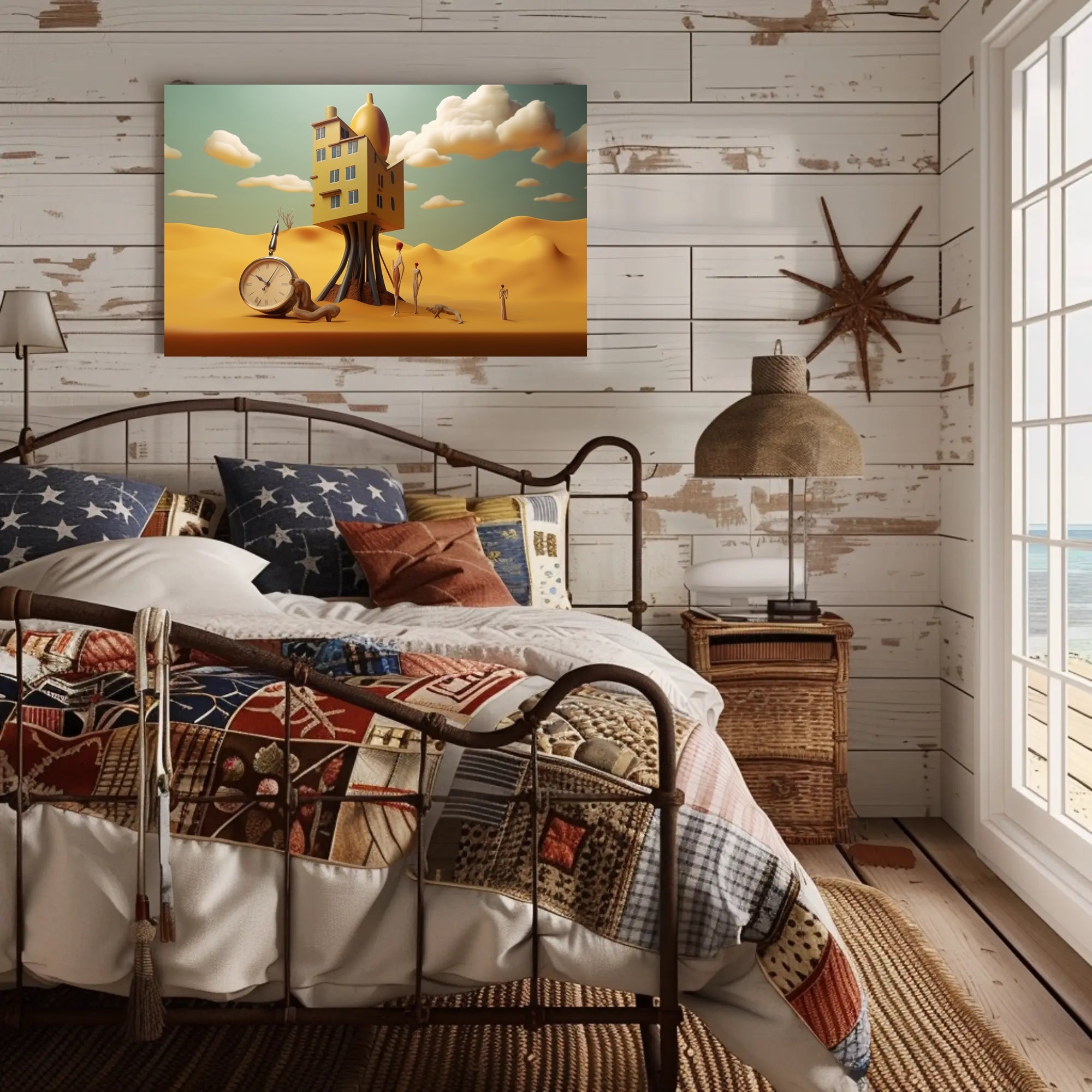 Surreal Dreamlike Landscape with Elevated House Artistic Poster