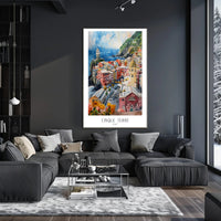 Colorful Cinque Terre Watercolor Art Travel Poster PosterGoat