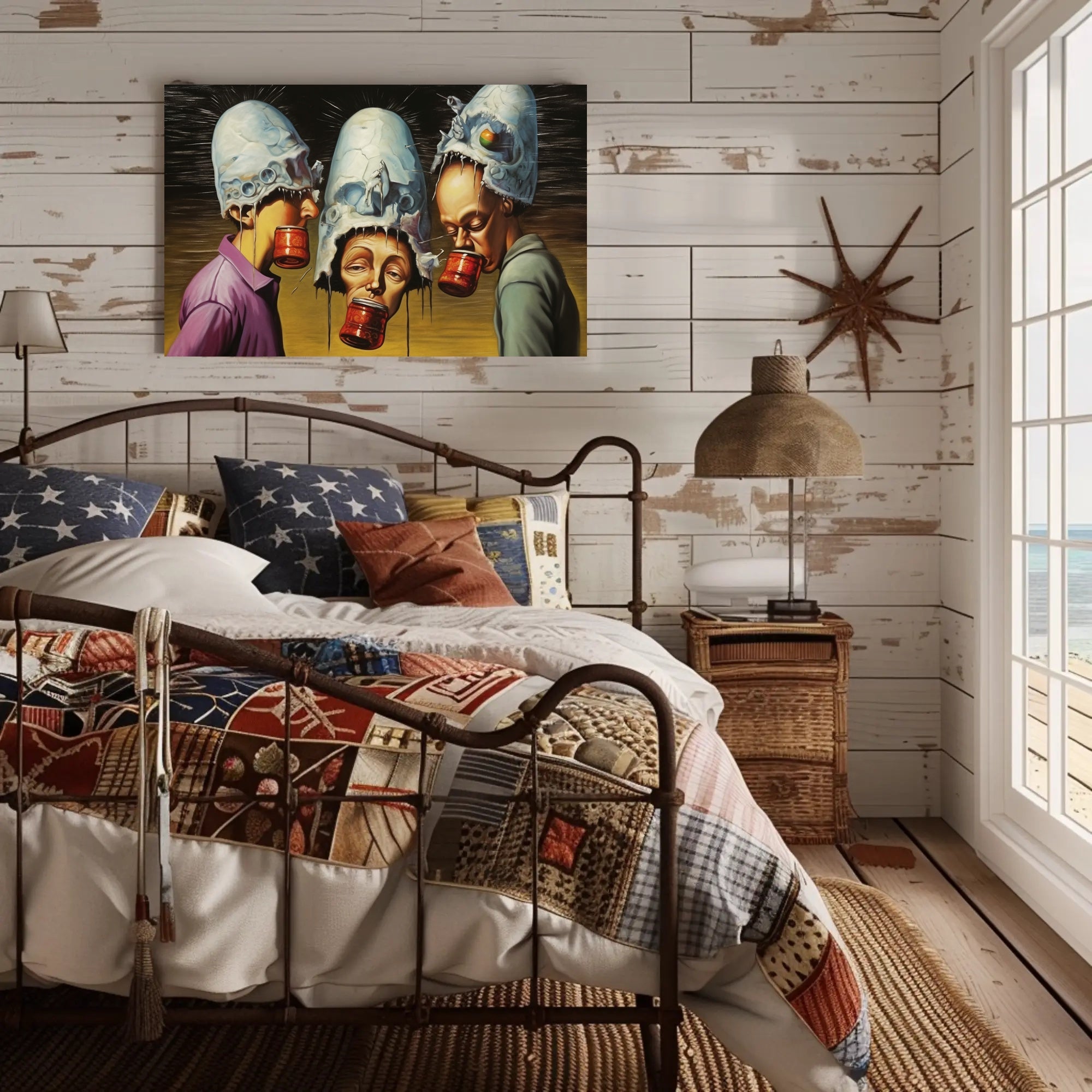 Skull-Helmets Surreal Fantasy Scene Art Poster