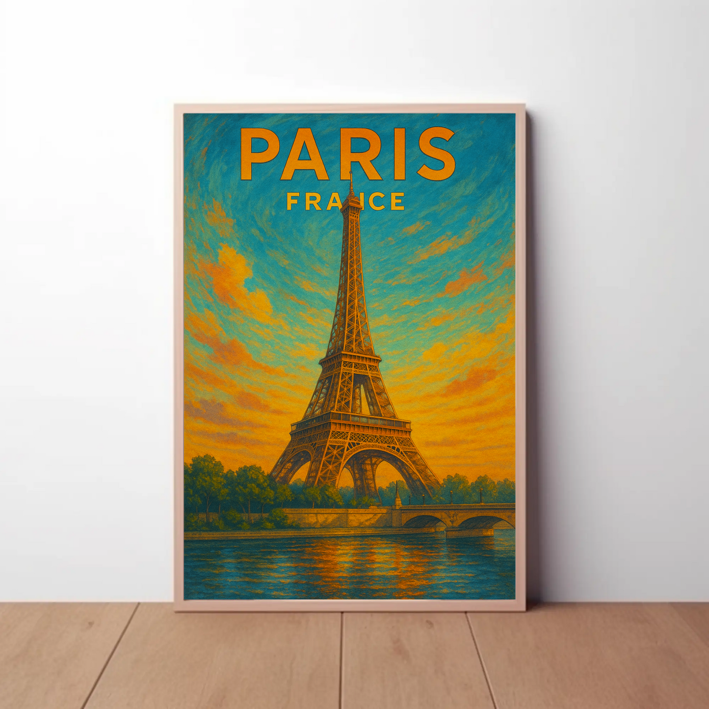 Paris Eiffel Sunset Travel Poster