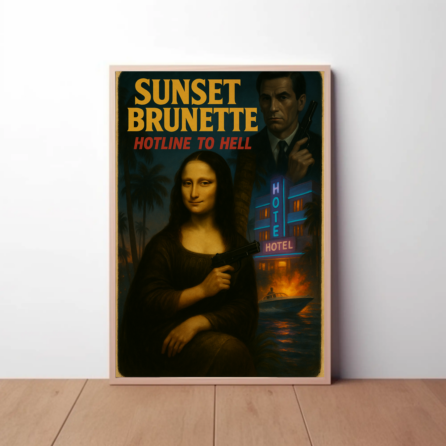 Sunset Brunette Mona Lisa Parody Noir Action Art Movie Poster