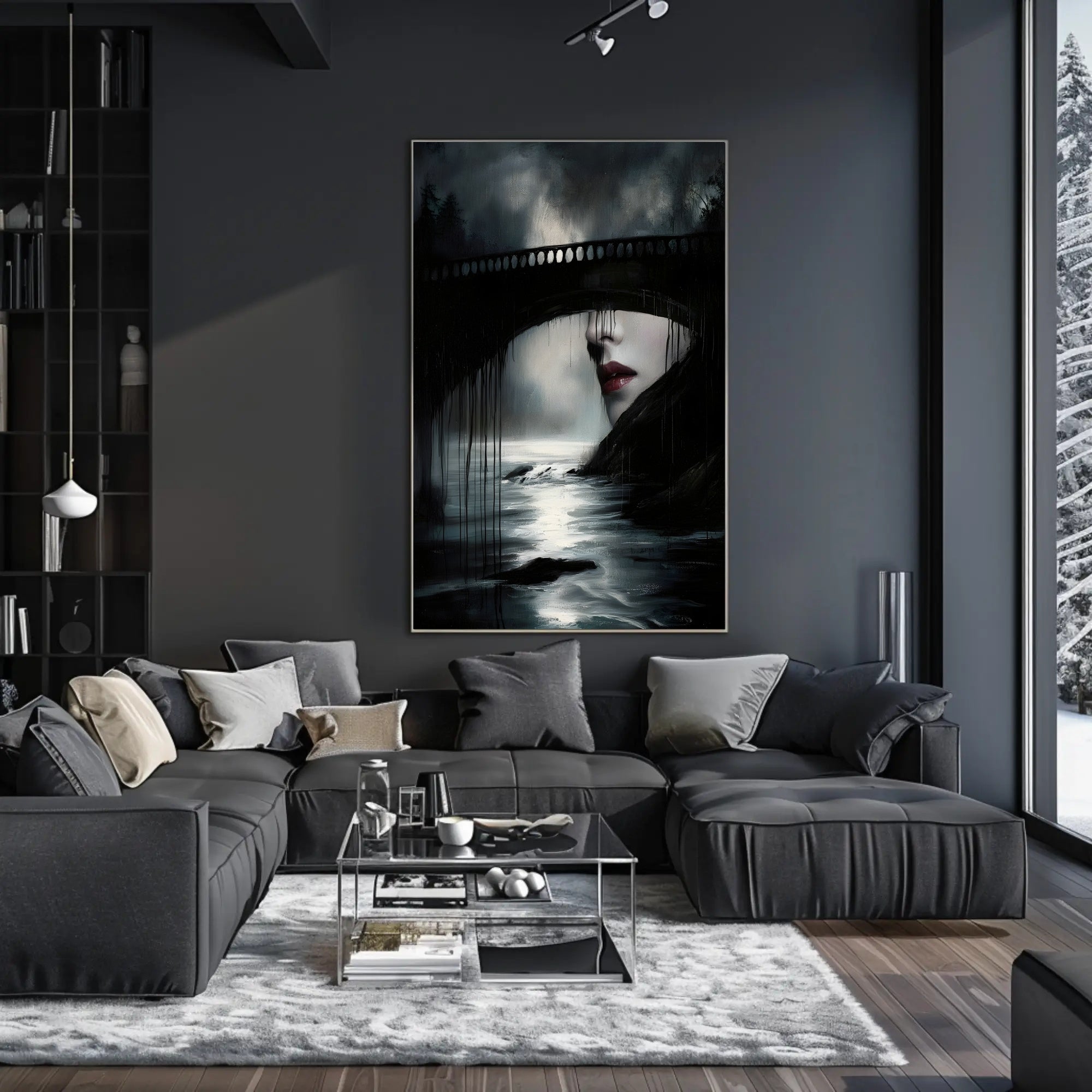 Haunting Surrealism Landscape Bridge Artistic Poster PosterGoat