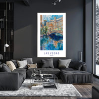 Vibrant Las Vegas Cityscape Watercolor Travel Poster PosterGoat