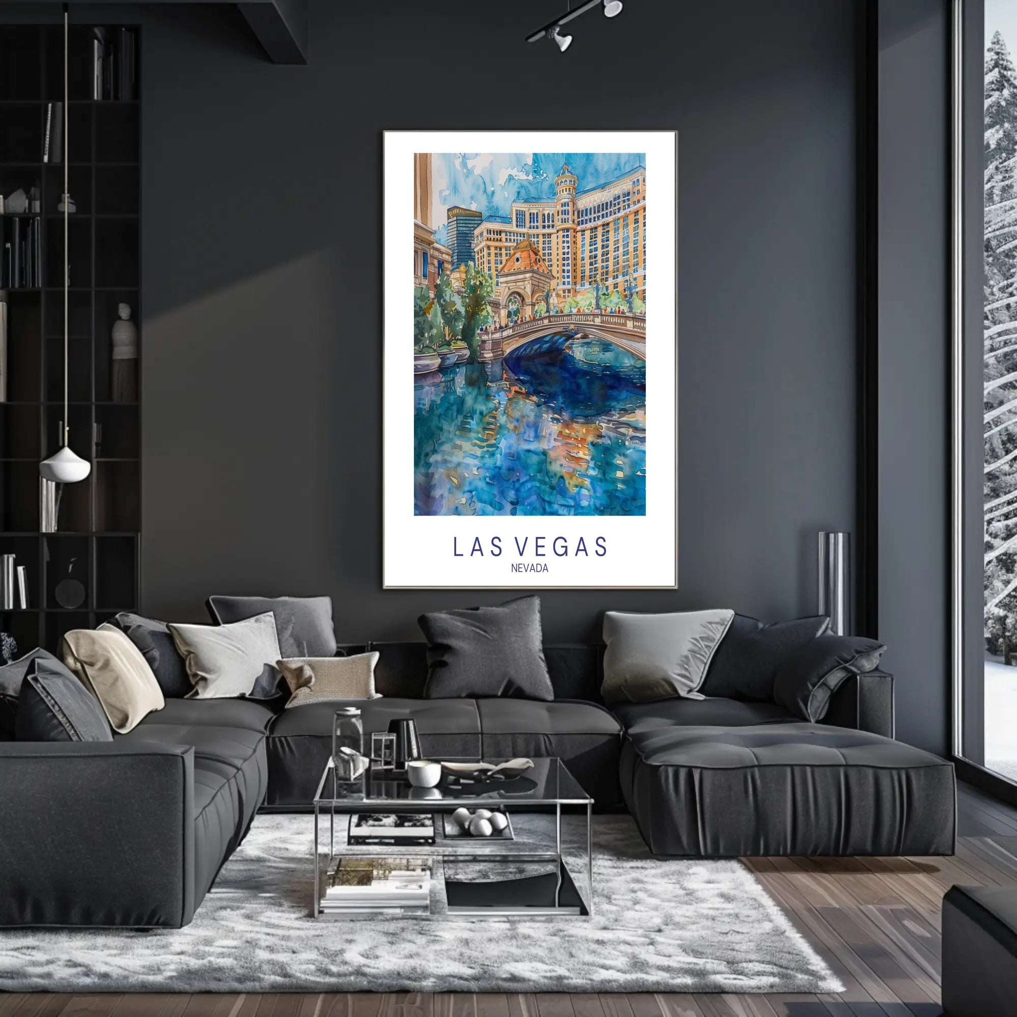 Vibrant Las Vegas Cityscape Watercolor Travel Poster PosterGoat