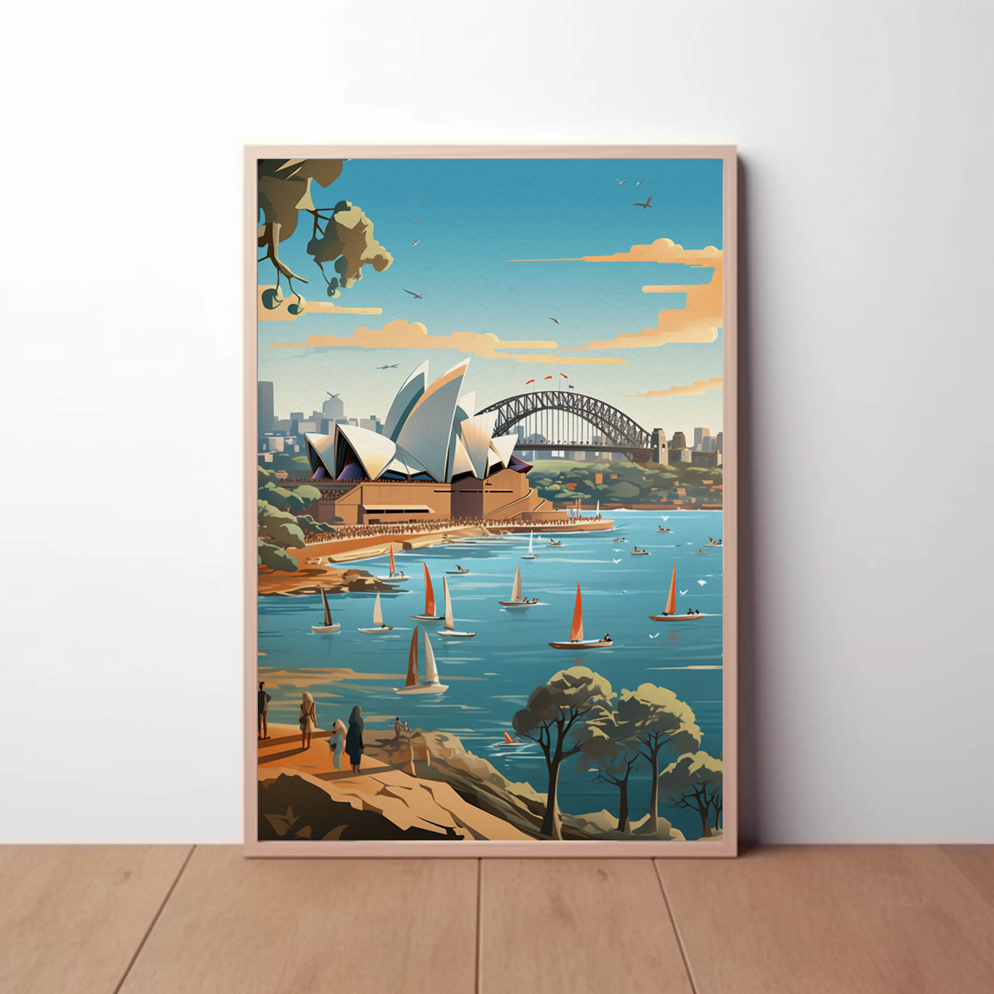 Sydney Opera House Harbor Bridge Boats View Travel Poster