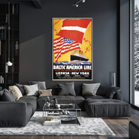 Baltic America Line Vintage Travel Poster Art