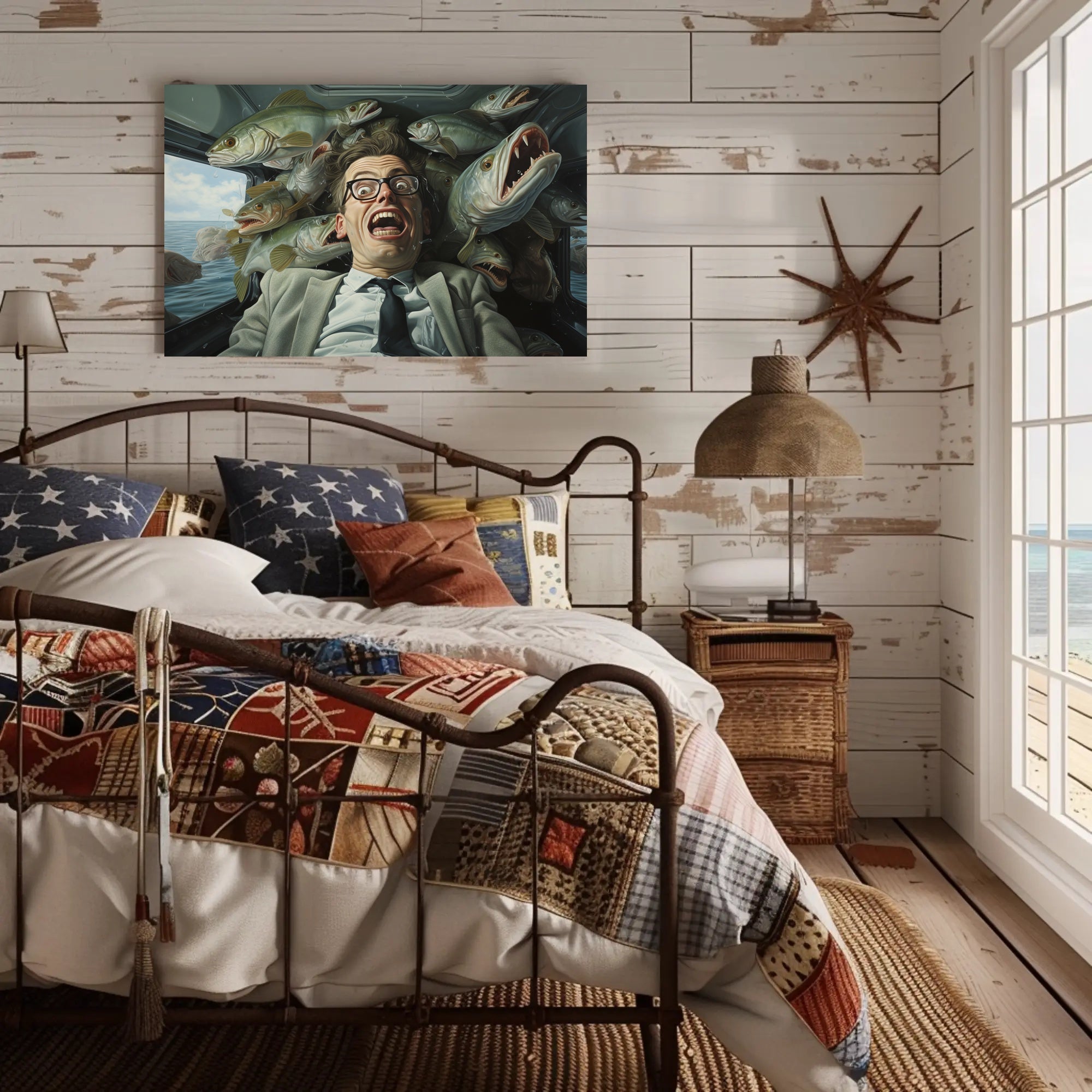 Fish-Filled Car Surreal Art Comedy Poster