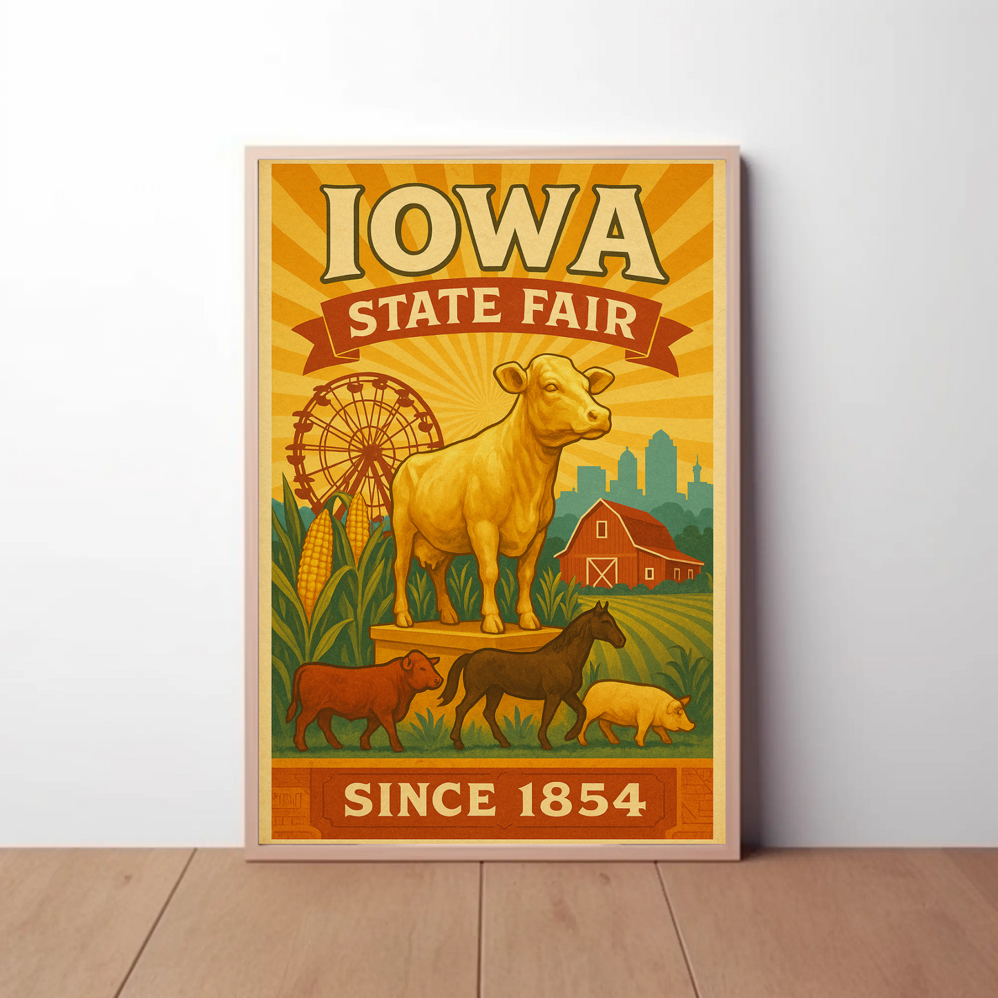 Iowa State Fair Livestock Agriculture Celebration Travel Poster