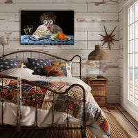 Surprised Dining Experience in Surreal Artistic Poster