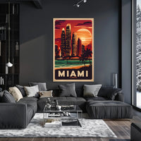 Miami Sunset Skyline Poster