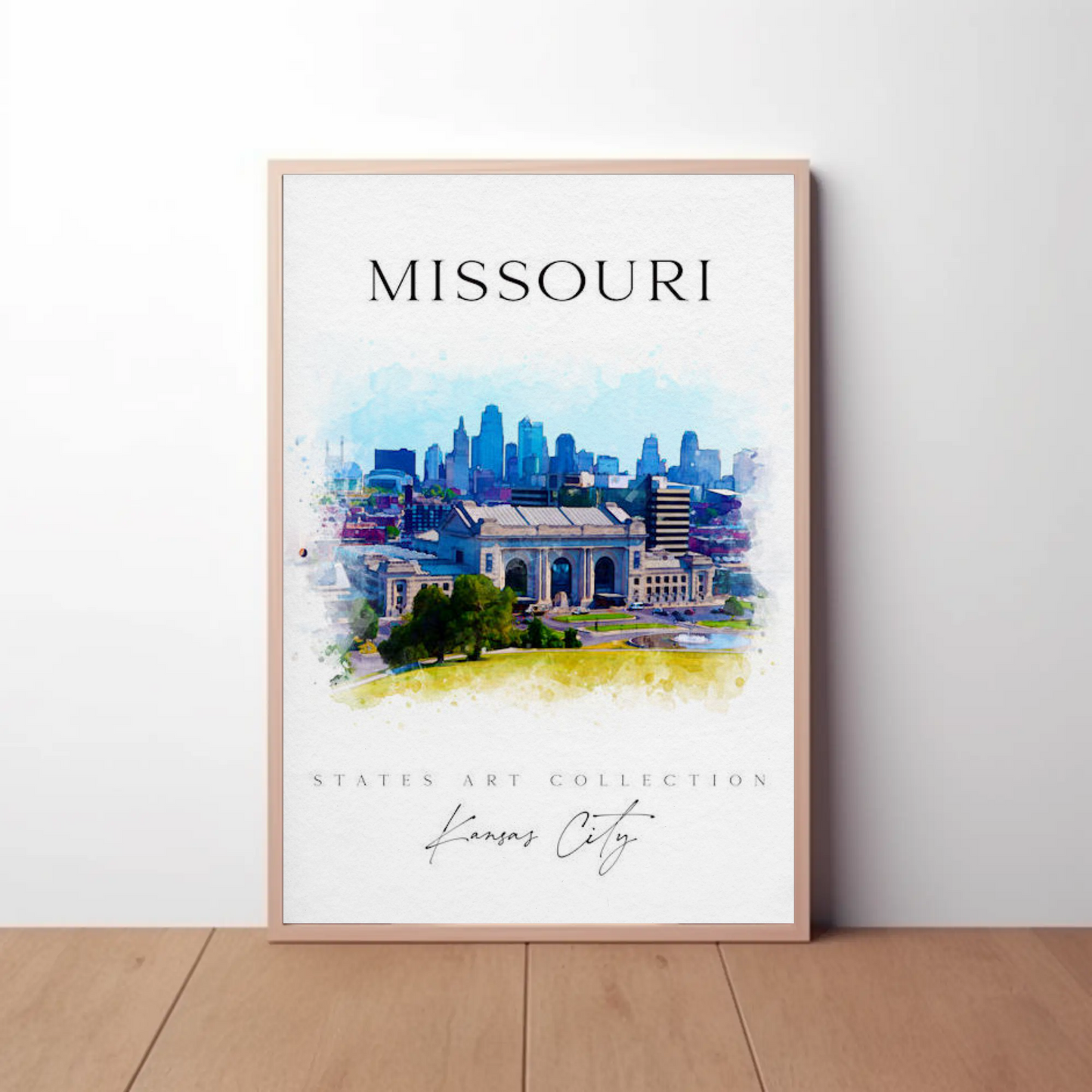Kansas City Missouri Skyline Watercolor Poster Poster