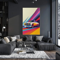 Vintage Racing Car in Dynamic Pop Art Poster PosterGoat