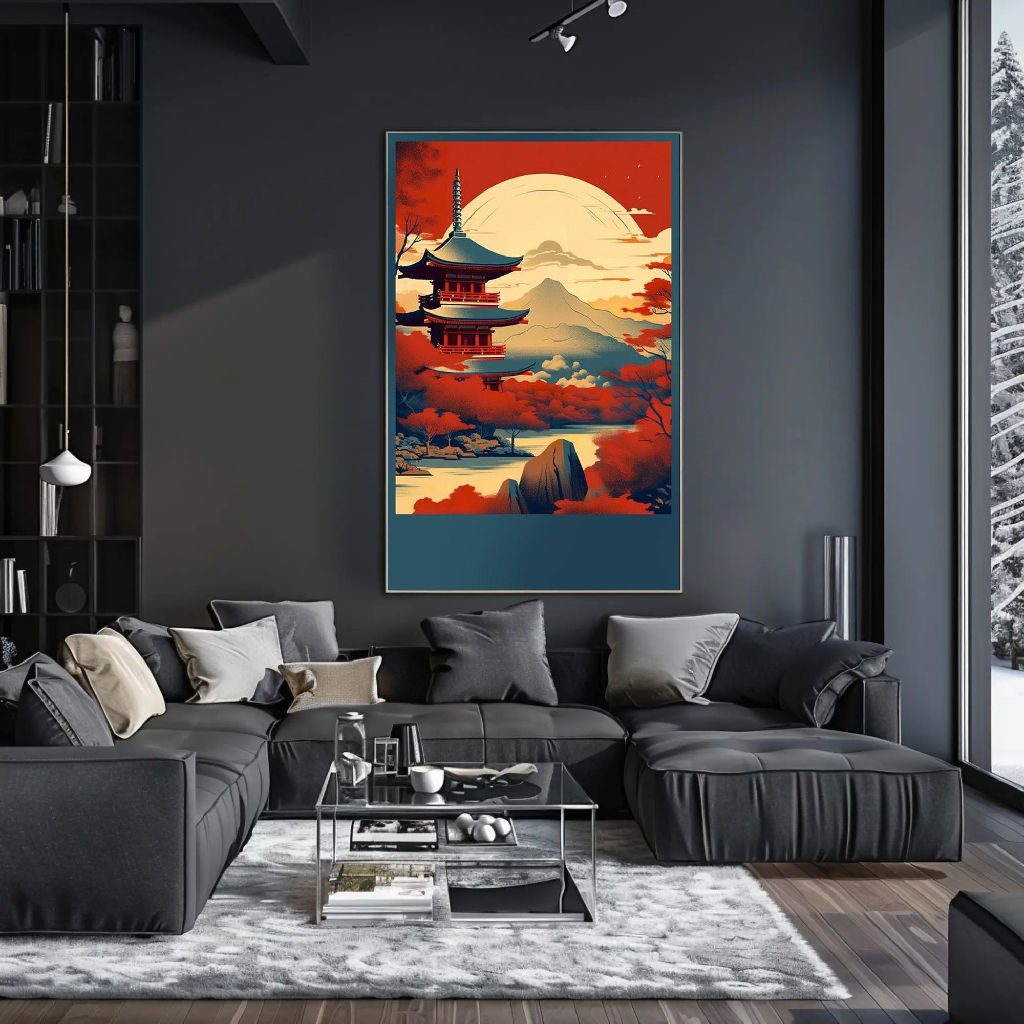 Tranquil Autumn Landscape Pagoda Poster