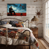 Contemplative Surrealism in Barren Landscape Artistic Poster