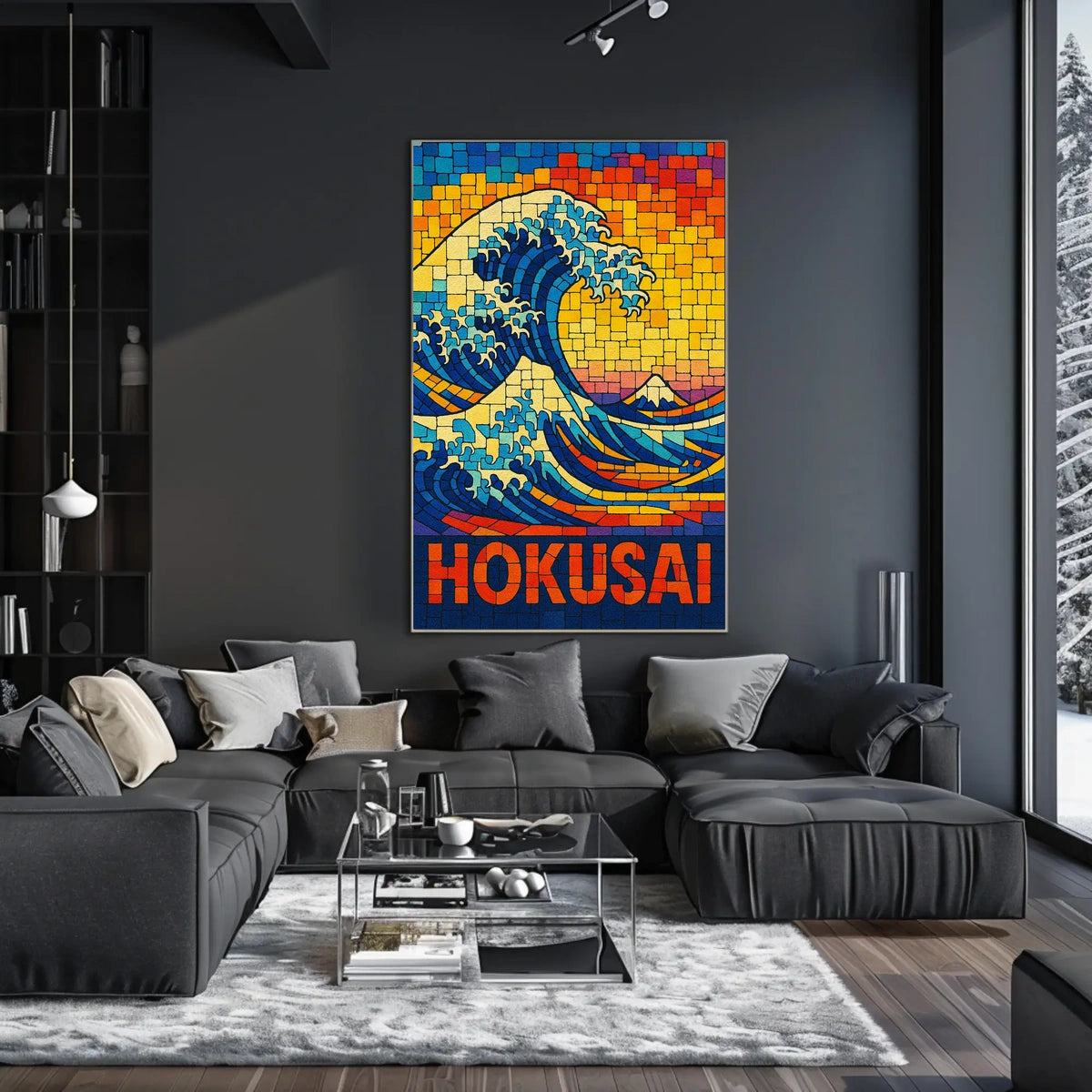 Hokusai Wave Mosaic Poster