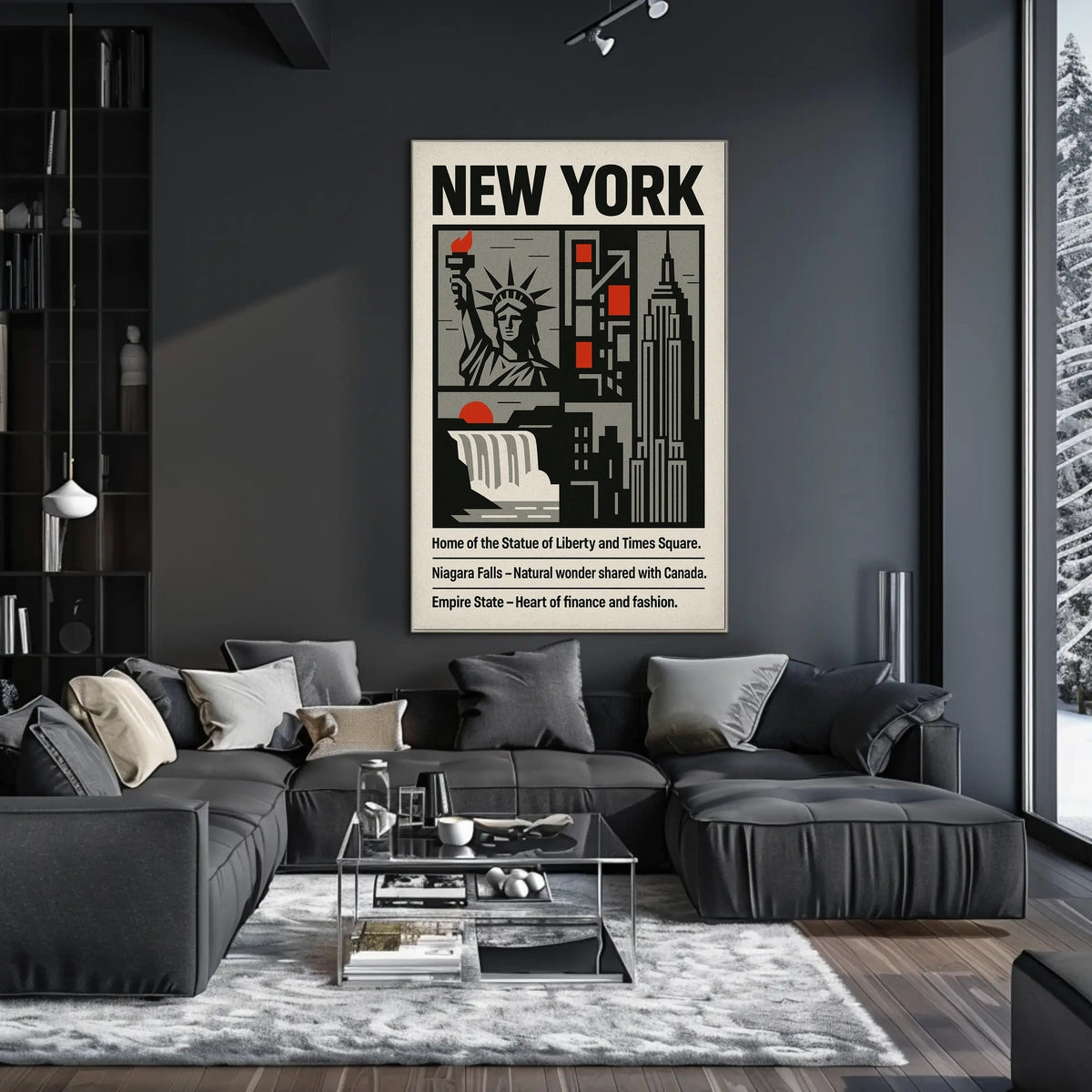 New York Landmarks Poster Modern Travel Skyline Wall Art