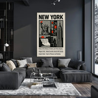 New York Landmarks Poster Modern Travel Skyline Wall Art